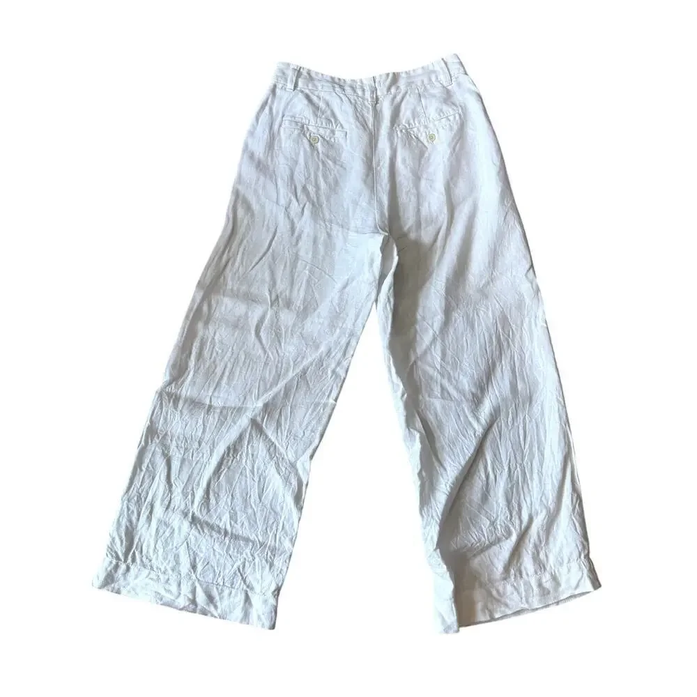 Madewell Harlow Wide-Leg Pants 100% Linen White Women's Size 8 - Picture 8 of 8